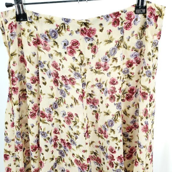 VTG 90s All Over Floral Print Midi Skirt S (Tag size 9) Yellow - Picture 6 of 16
